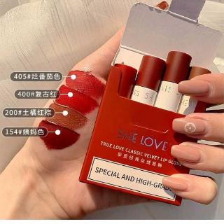 Son Môi She LOVES Dạng Lỏng Không Phai Chống Thấm Nước Không Phai Màu Phong Cách Va Chạm Màu Cà Chua Đất Cam Đỏ Nâu Cô Gái D