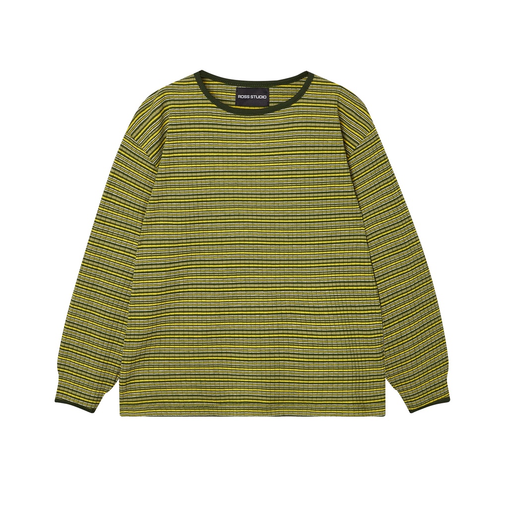Áo tay dài nữ kẻ sọc Ross studio màu vàng xanh - YELLOW GREEN STRIPED - ROSS STUDIO
