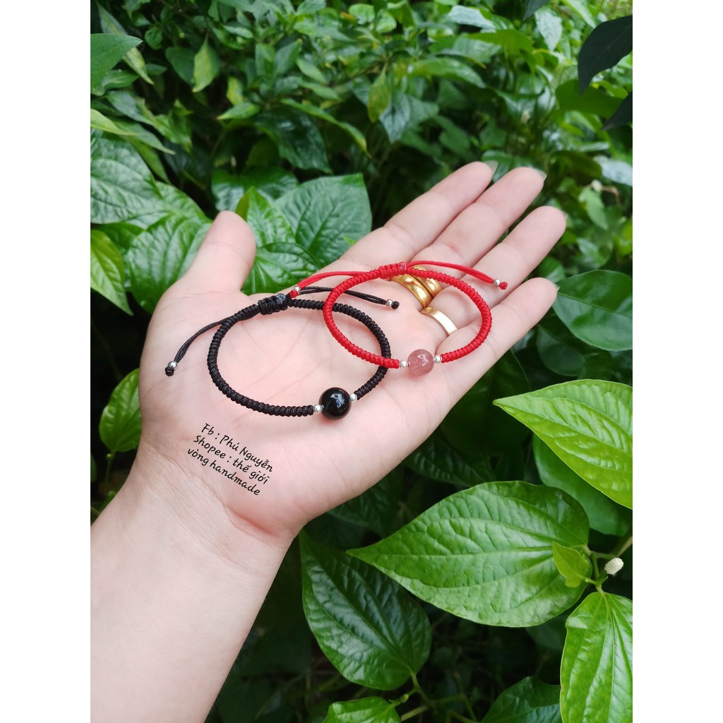 Vòng Đôi Đan Dây Mix Bi Bạc Đa Tư Nhiên ( Để lại size cổ tay )