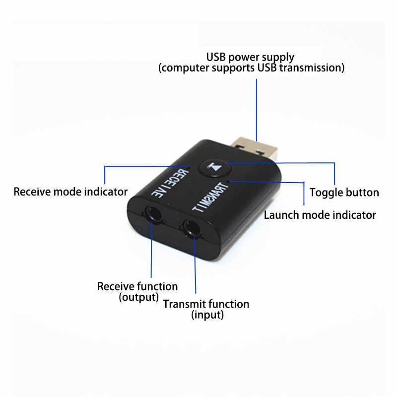 Bộ điều hợp USB Bluetooth 5.0 2 trong 1/ jack cắm AUX-in 3,5 mm cho TV | BigBuy360 - bigbuy360.vn