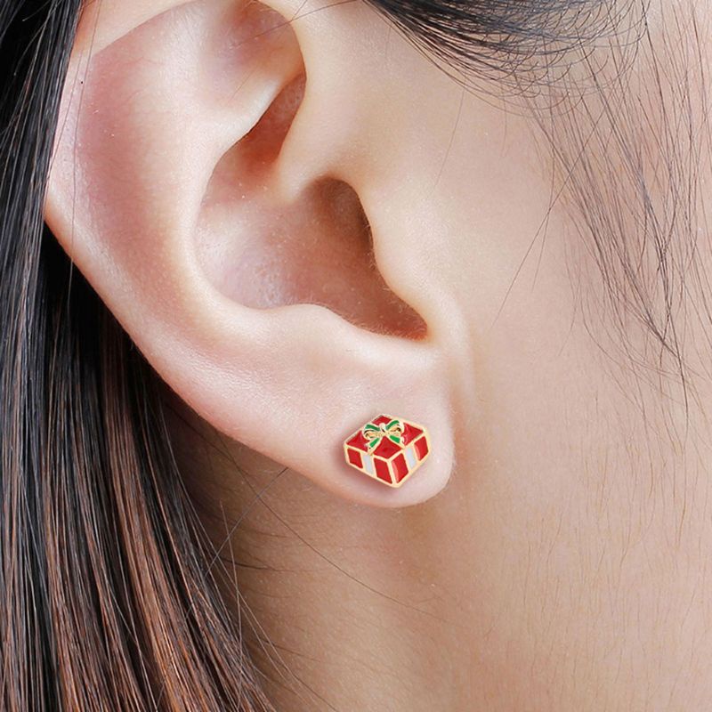Hoa Tai Đính Đá Lấp Lánh Phong Cách Giáng Sinh Cho Bé