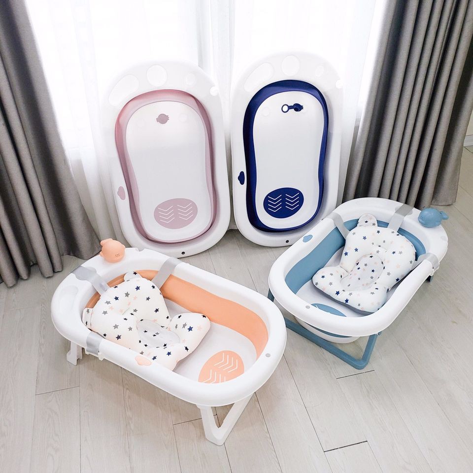 [Haobaby Shop] [CHÍNH HÃNG] Chậu tắm gấp gọn cho bé MẪU MỚI 2020