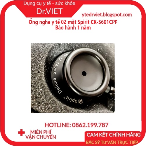 Ống nghe y tế 02 mặt Spirit CK-S601CPF - mặt và tai nghe được mạ Crom, dây nghe làm bằng PVC bền, lọc âm tốt - Drviet