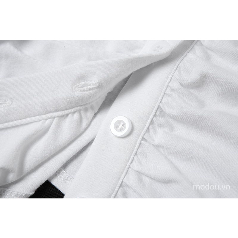 Áo croptop kiểu sơ mi dáng ôm có cà vạt thời trang phong cách đồng phục nữ sinh