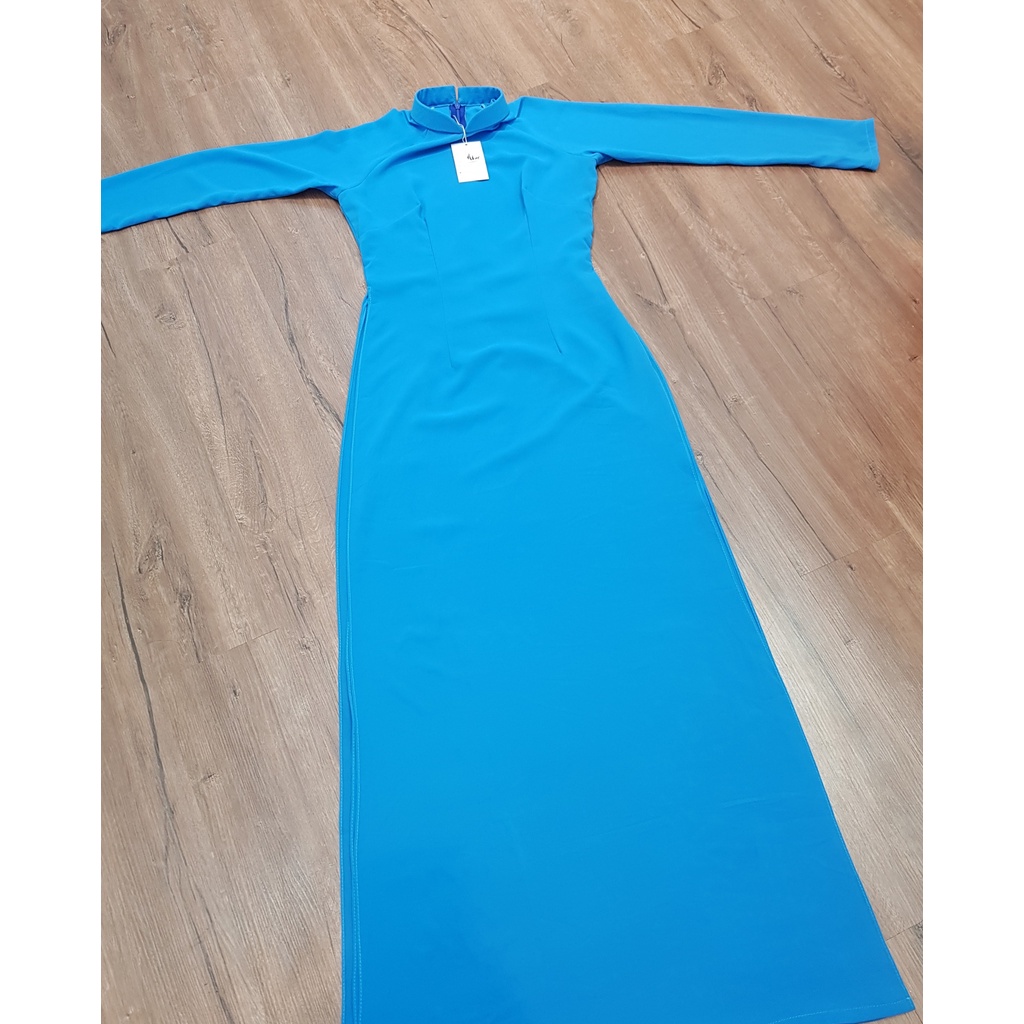 Áo Dài Truyền Thông Vải Chifon 4 Tà Màu Xanh Dương - Áo Dài Min | BigBuy360 - bigbuy360.vn