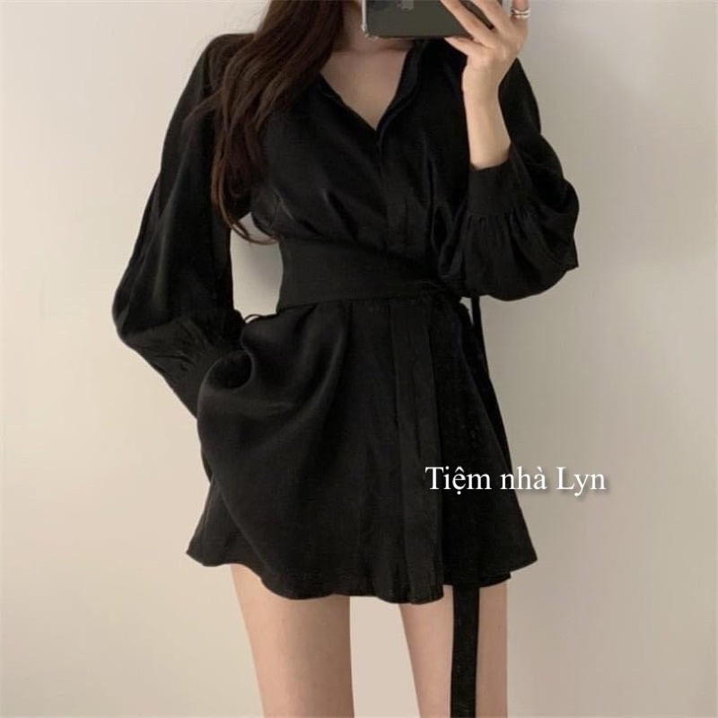 Set Sơ Mi 3 Món Kèm Đai Chất Đũi Lụa / Set Quần Áo Nữ Có Đai
