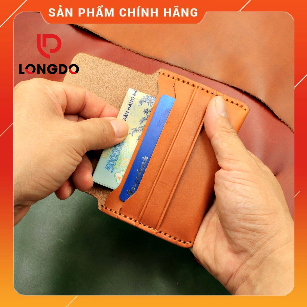 Ví Đựng Card Cao Cấp Da Pullup - Cam Kết 100% Da Bò Thật - Màu Vàng Bò Hàng Chính Hãng Thương Hiệu Longdo Leather - C01