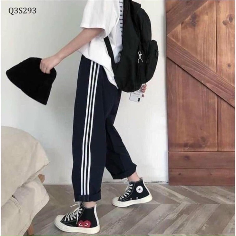 [VIDEO ẢNH THẬT] Quần Baggy 3 Sọc Unisex Nam Nữ - Quần Baggy Clothes Ulzzang Siêu Đẹp Chất Mịn Co Dãn