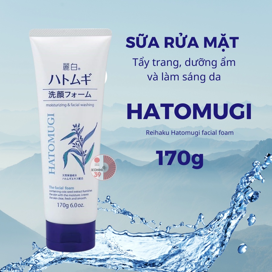Sữa rửa mặt KUMANO Hatomugi 130g dưỡng ẩm sâu mềm mịn da chiết xuất hạt ý dĩ Nhật - KONNI39