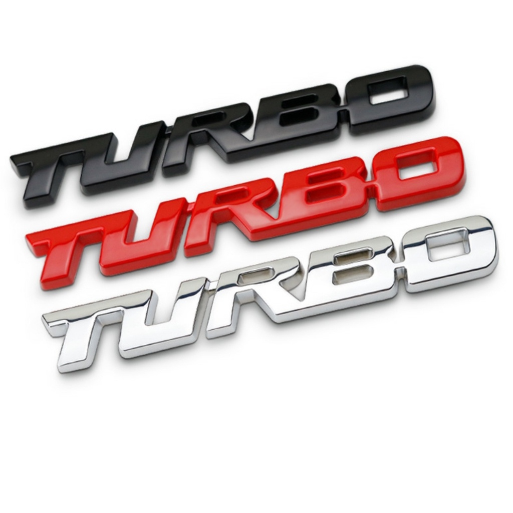 Logo &quot; turbo &quot; bằng kim loại dán trang trí xe hơi