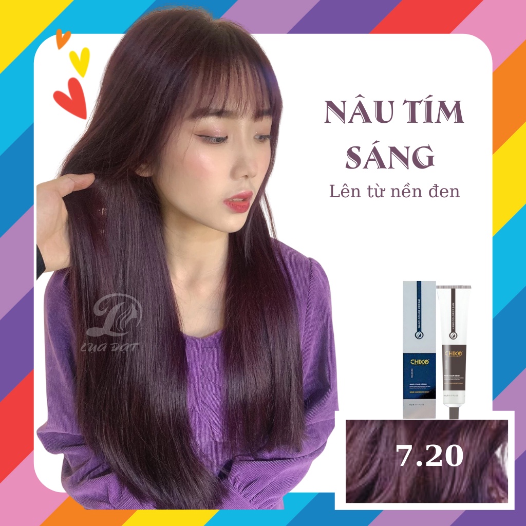 NÂU TÍM-Thuốc nhuộm tóc màu tím nho-nâu tím màu nhuộm không tẩy Chiko Kami