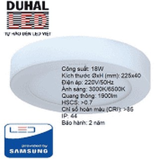 Đèn LED ốp trần (lắp nổi) 18W DUHAL