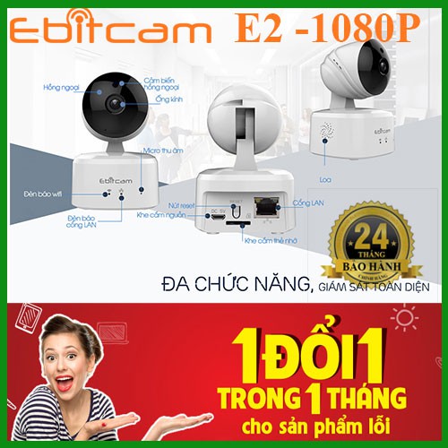 Camera IP Wifi Quay Quét 2MP EBITCAM E2 1080P