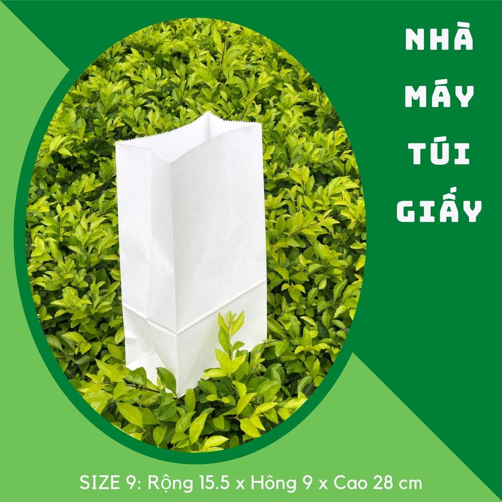 500 chiếc túi giấy kraft Nhật màu trắng Size 9 -15.5x9x28cm KHÔNG QUAI