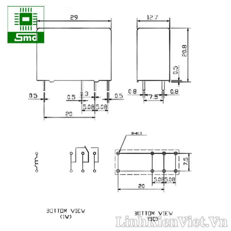 Relay HUIKE HK14FD-12V 5A (5A - 8 chân)