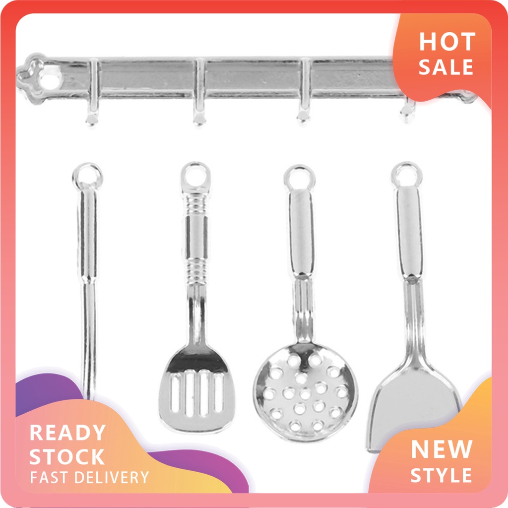 YX-MO 1/12 Dollhouse Mini Kitchen Accessories Metal Cooking Tools Spatula Colander Toy