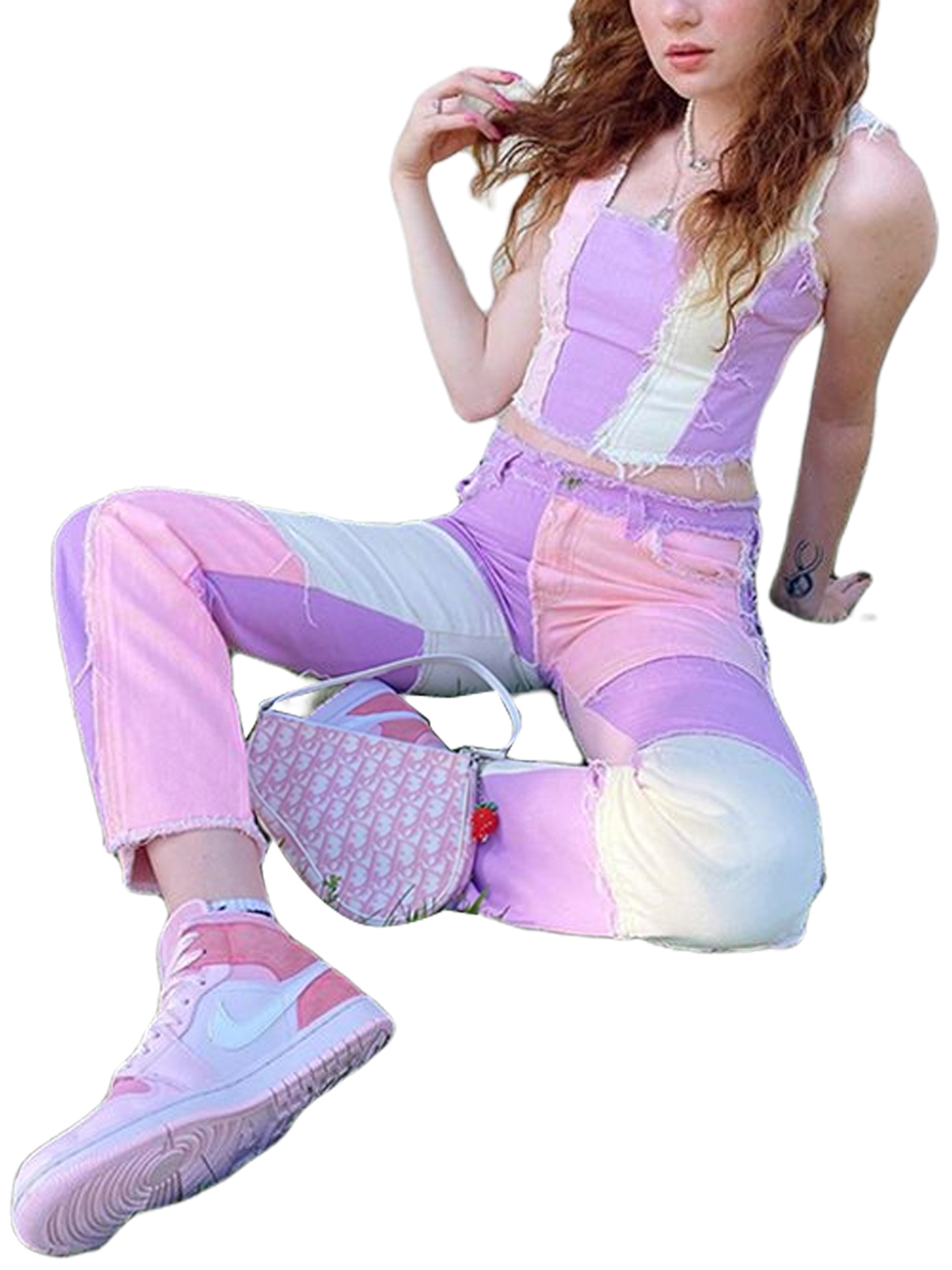 Quần Jeans Dài Lưng Cao Phối Màu Thời Trang Cho Nữ | BigBuy360 - bigbuy360.vn