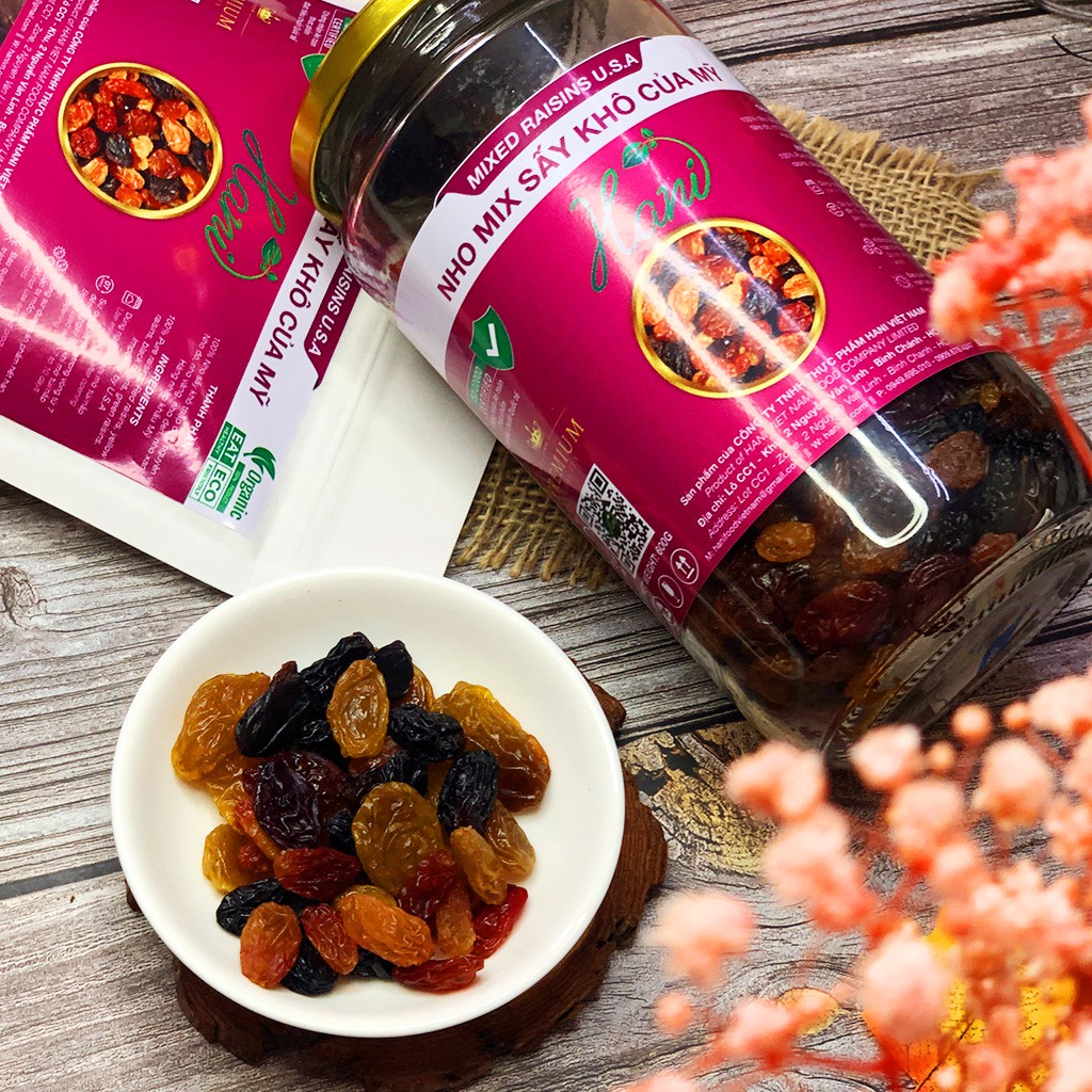 Nho khô Không đường sấy mọng Chua ngọt tự nhiên 600g - Da đẹp sáng mịn - Nhập khẩu Mỹ  🍇 Hani Healthy Food