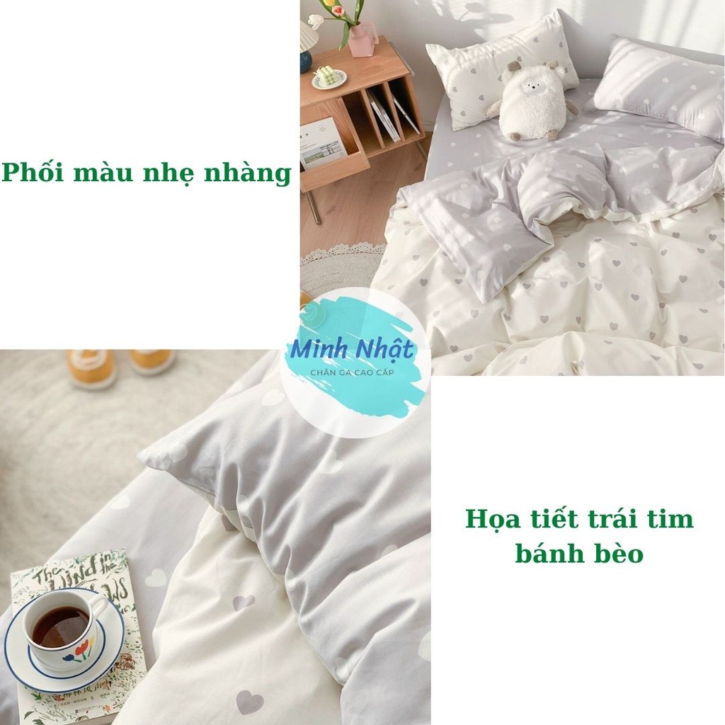 Bộ sưu tập bộ chăn ga và vỏ gối Cotton Poly Minh Nhật họa tiết trái tim bánh bèo cho nàng thơ - Hàng nhập khẩu cao cấp | BigBuy360 - bigbuy360.vn