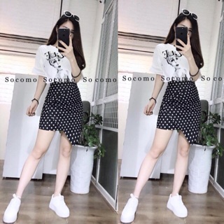Set áo 3D kèm chân váy có quần trong chấm bi cực hot Áo chất tixi chuẩn đẹp. Chân váy xốp tàu siêu xinh