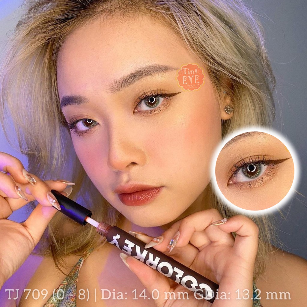 [Tặng Combo 175k] Kính áp tròng Tinteye Lens Xám pha nâu tây TJ-709