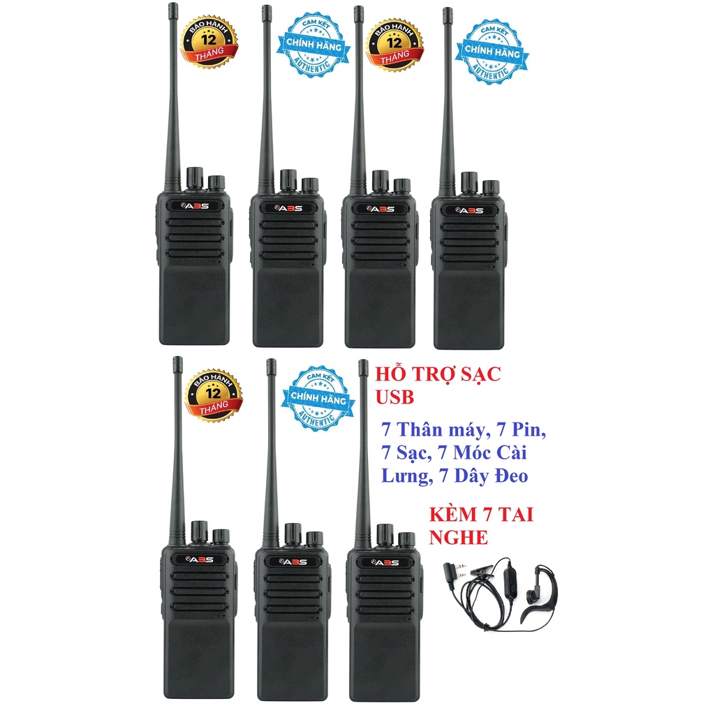 Bộ 7 Bộ đàm chất lượng cao ABS CP6688 (Hỗ trợ Sạc USB, Sạc Đế đi kèm Mỗi Máy, Siêu Rẻ, Bền Bỉ)