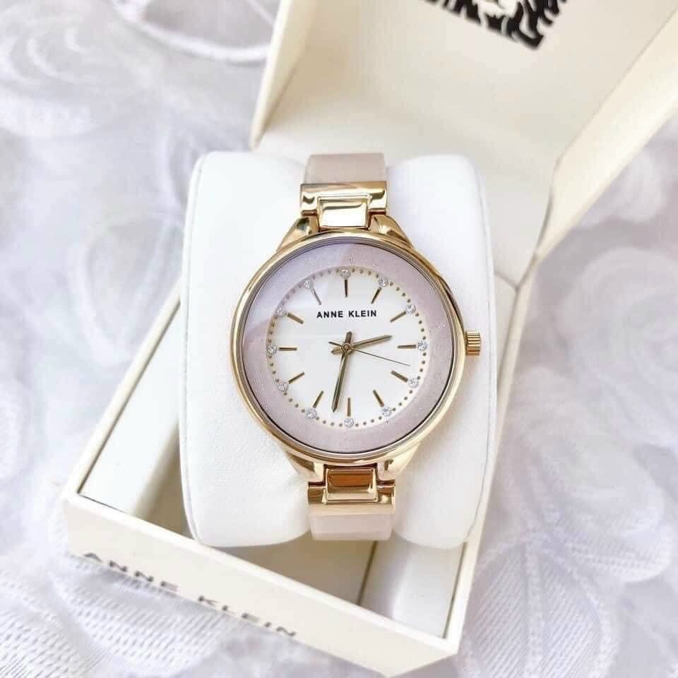 Đồng hồ nữ Anne Klein AK/1408CRCR màu kem và màu vàng