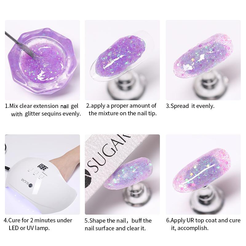 Gel sơn đắp nối móng UR SUGAR 15ml nhiều màu sắc dạ quang thời trang