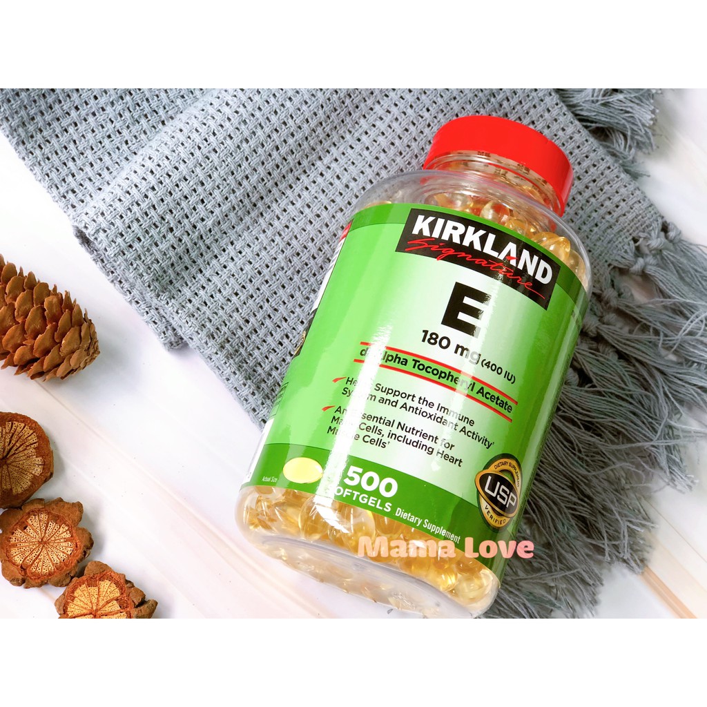 Vitamin E 400 IU 500 Viên Kirkland Của Mỹ giúp da trắng sáng, mờ thâm nám, chảy xệ