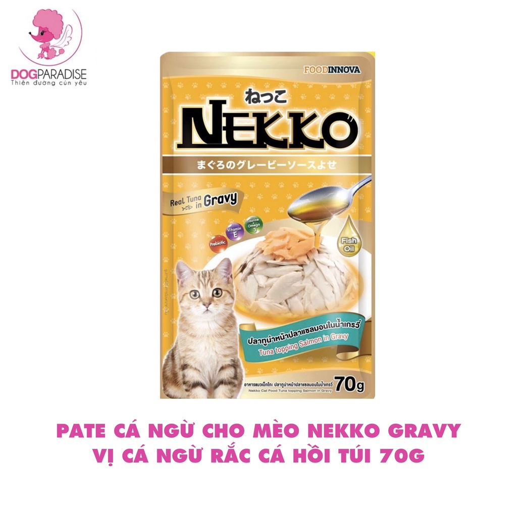 Pate cá ngừ cho mèo Nekko Gravy dạng nước sốt thơm ngon 2 vị túi 70g - Dog Paradise