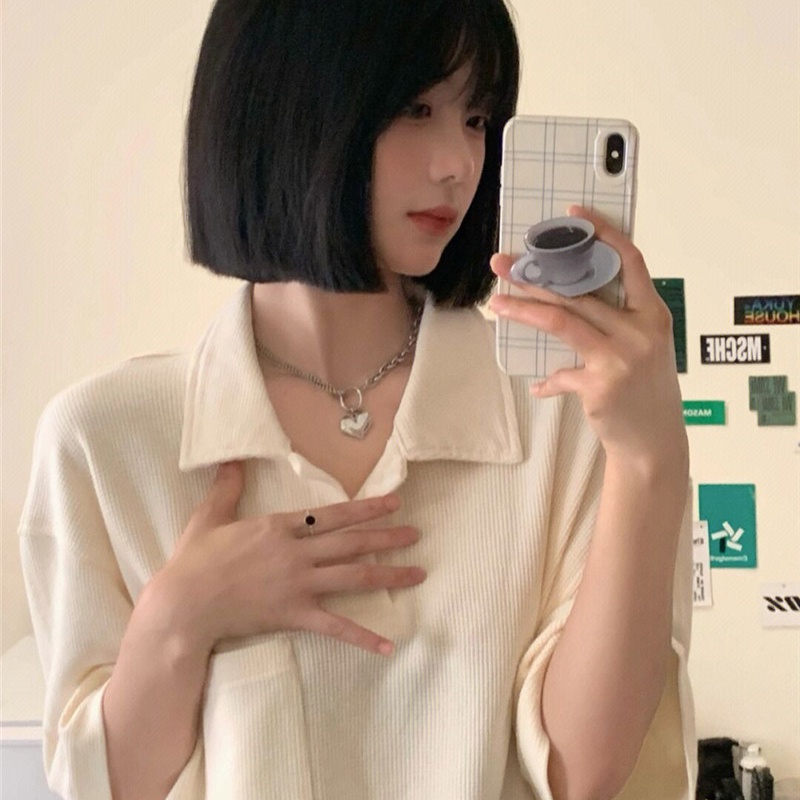 Áo thun SUXI ngắn tay dáng rộng màu trơn đơn giản thời trang hè cho nữ