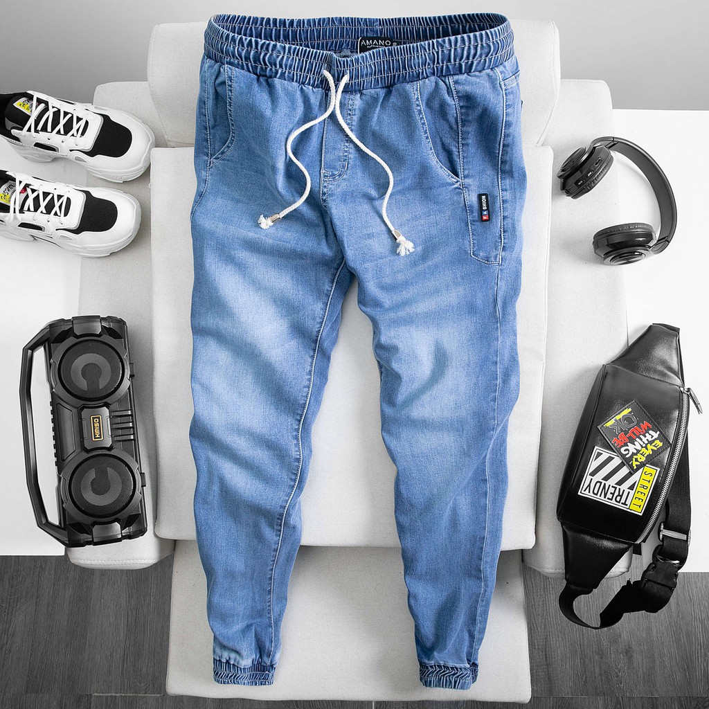 Quần JOGGER JEAN cạp chun kết hợp cùng dây rút form baggy QJ543