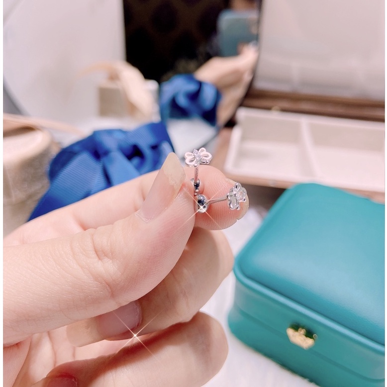 Bông tai bạc TLEE mẫu hồ điệp đá nhỏ chót ren vặn TleeJewelry B0352