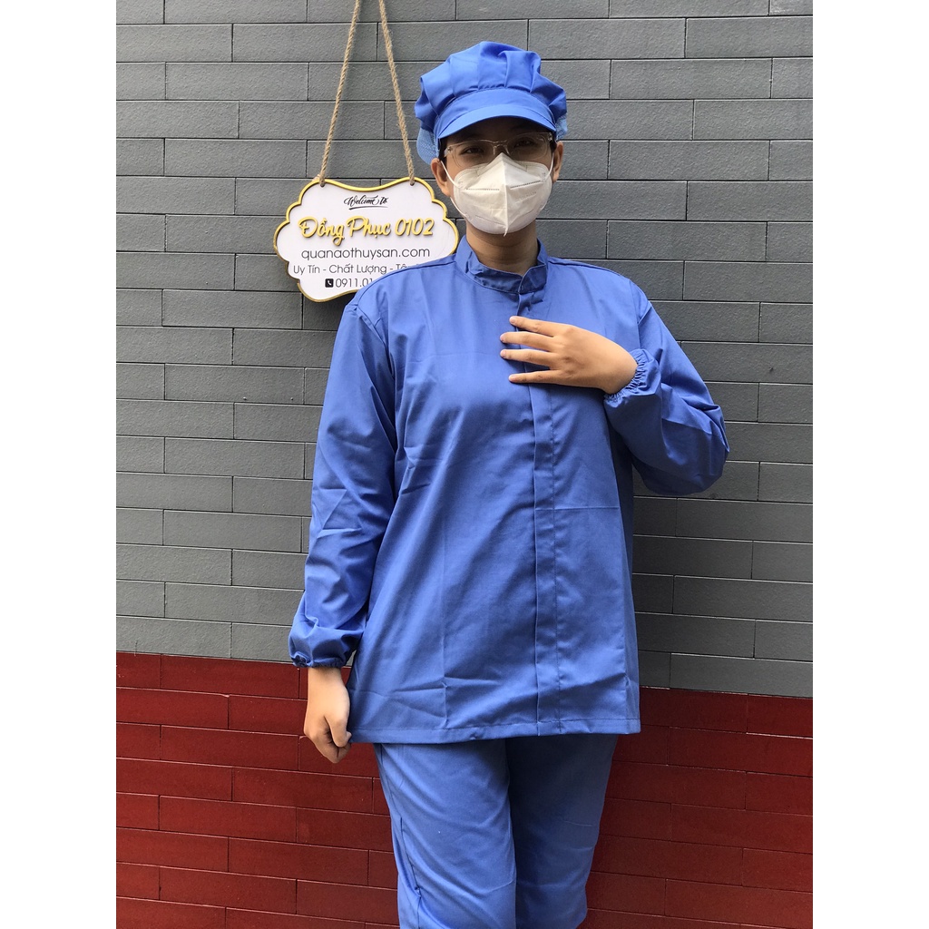 ĐỒNG PHỤC NGÀNH CHẾ BIẾN THỦY SẢN, SẢN XUẤT THỰC PHẨM VẢI KAKI XANH DÀY DẶN, THOẢI MÁI VẬN ĐỘNG - HÌNH CHỤP THẬT 100%