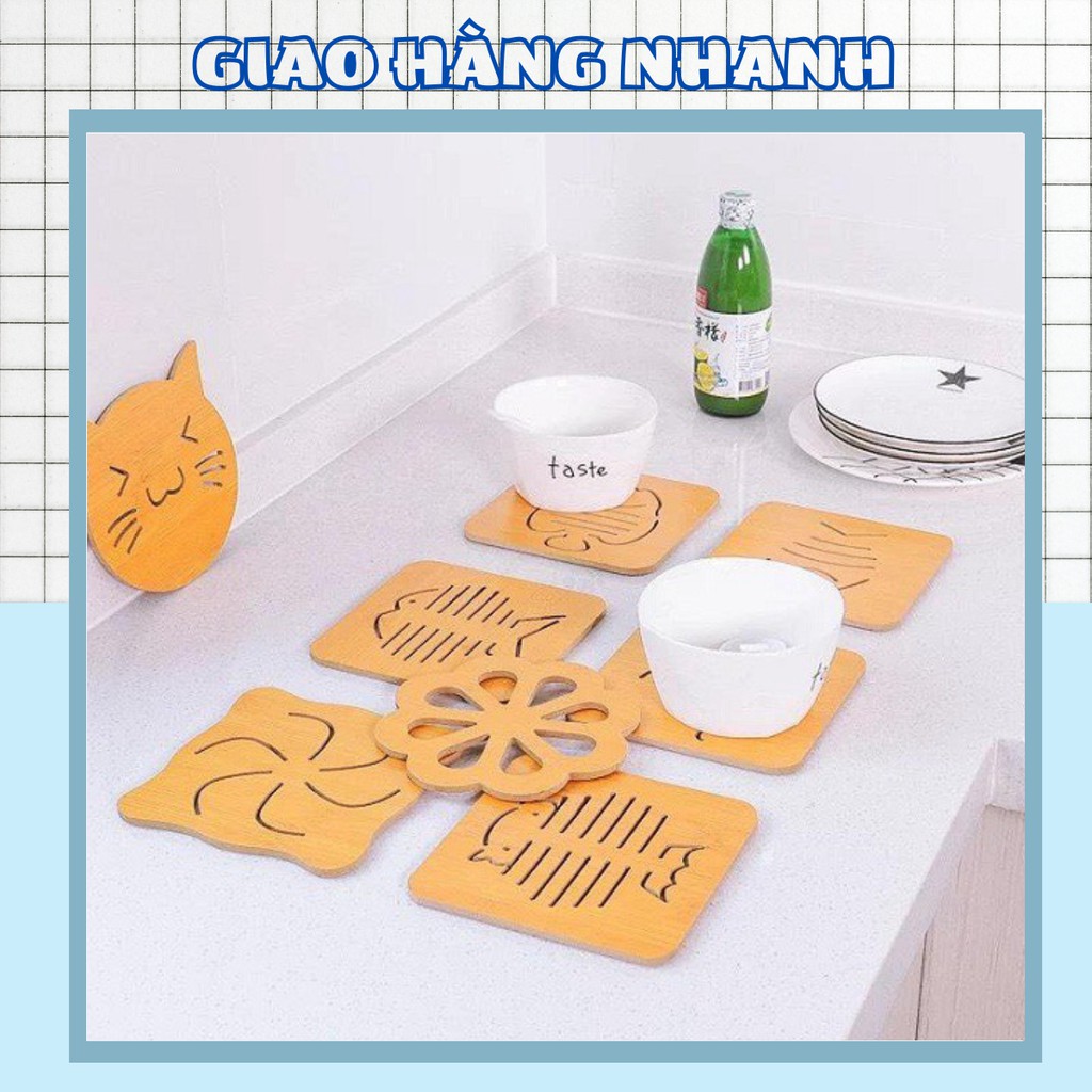 MIẾNG LÓT NỒI BÁT ĐĨA BẰNG GỖ SANG CHẢNH 14,5CM GIAO HÀNG NHANH