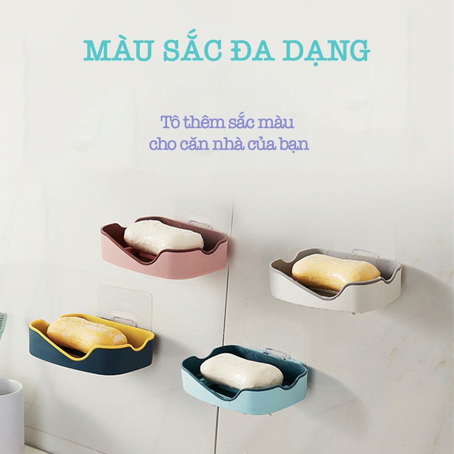 Khay Đựng Xà Phòng Dán Tường Hai Tầng Nhiều Màu Dễ Thương Cao Cấp Z010