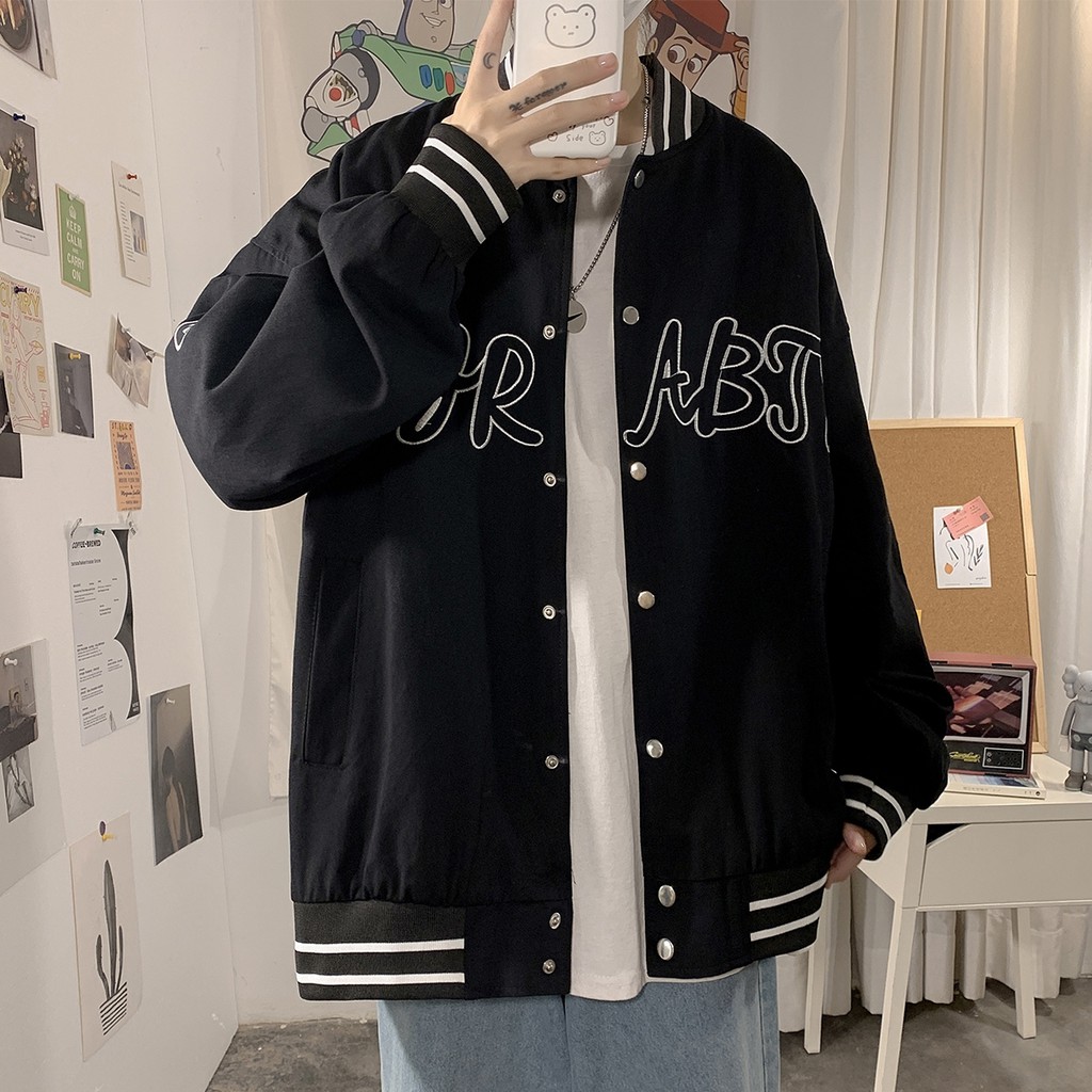 Áo khoác bomber dù unisex form rộng 2 lớp 28 nam nữ ulzzang