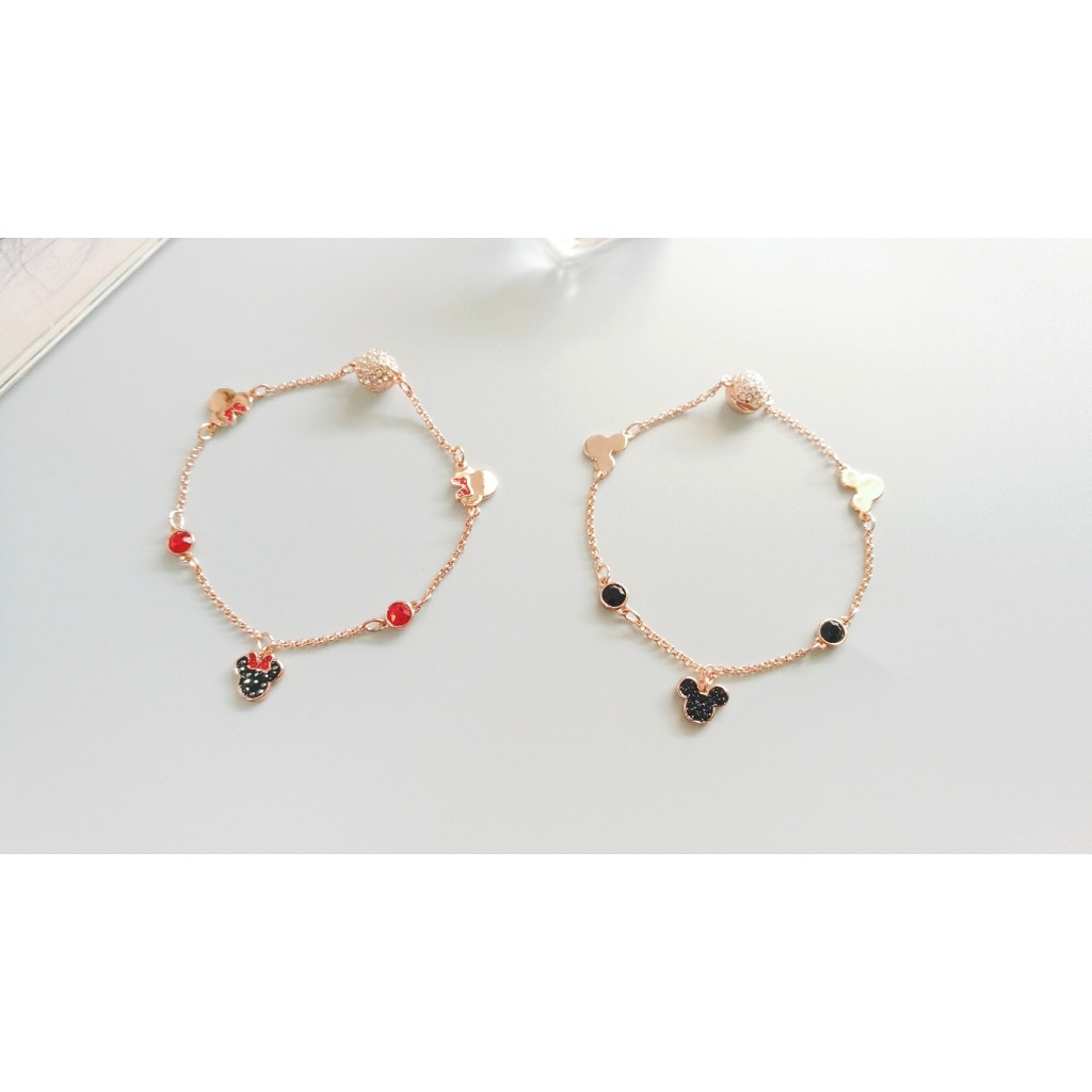 Vòng Tay Bạc 925 Gắn Khóa Nam Châm Hình Chuột Minnie Mickey Thời Trang