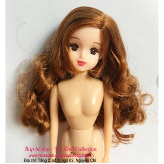 Búp bê Licca chính hãng body dẻo có khớp ẩn, tóc nâu xoăn - 350k