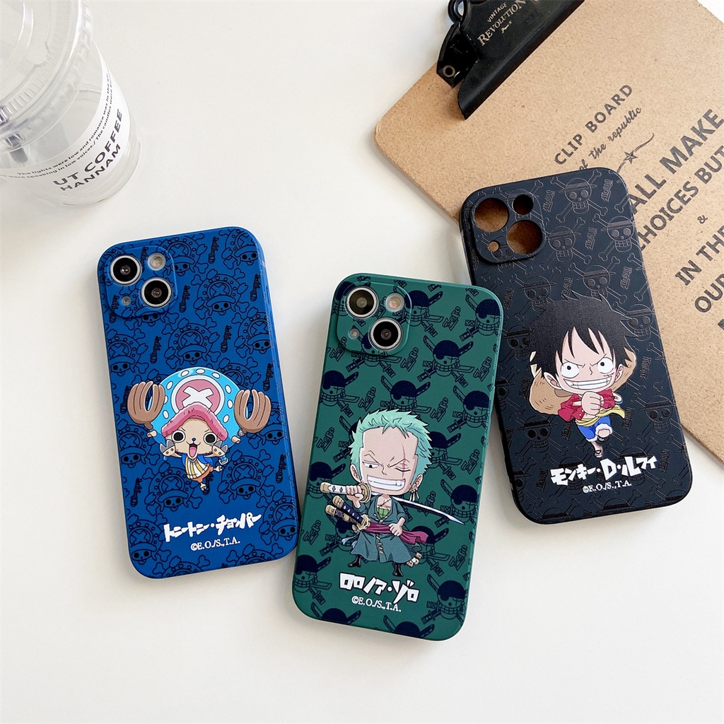 Ốp Điện Thoại Mềm Hình Vuông In Hình Luffy Cho iphone 13 12 11 pro max X Xs max XR 7 8 plus se2020