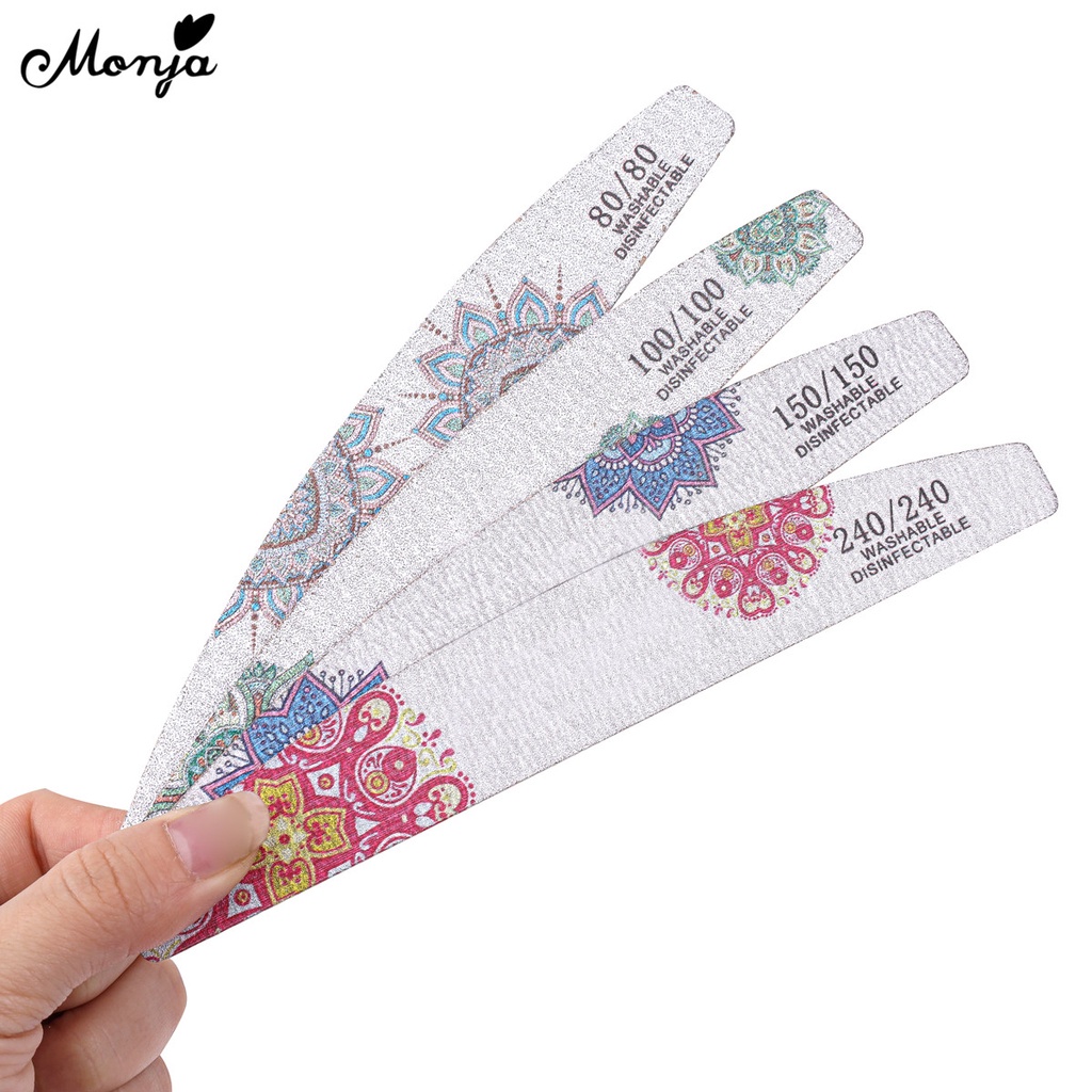 Dụng cụ mài giũa móng Monja thiết kế hai mặt 80/100/150/240 grit tiện lợi