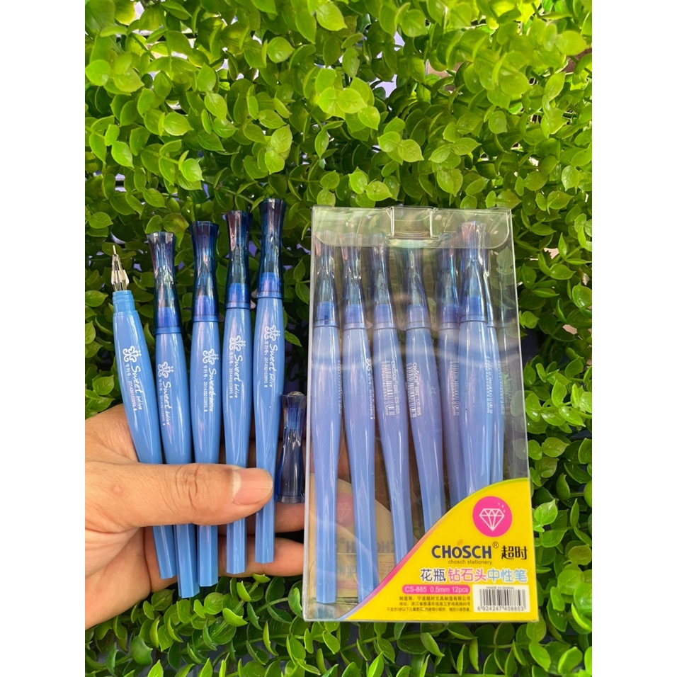 Hộp Bút Kim Cương Tím Xanh Đen Đỏ, Bút Nước Chosch CS-885