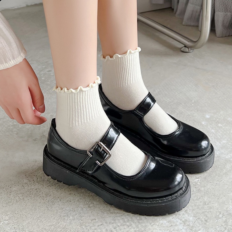 Tất Vớ Cổ Bèo Nhún Cổ Lỡ Màu Trơn Chất Cotton Thoáng Khí Co Giãn 4 Chiều Cho Nữ T004