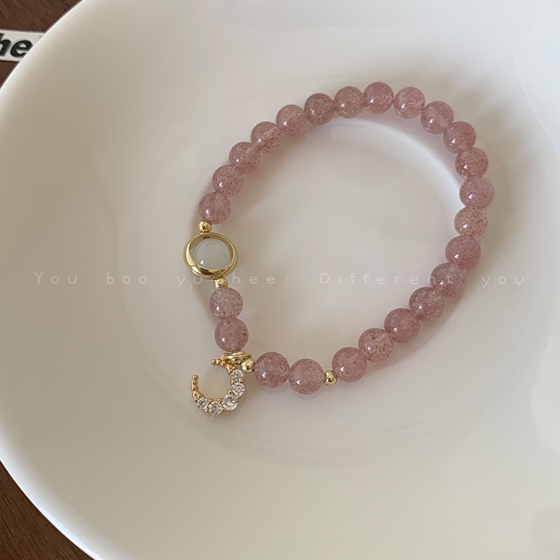 Vòng Đeo Tay Đính Pha Lê Trái Dâu Thời Trang Hàn Quốc Có Thể Điều Chỉnh