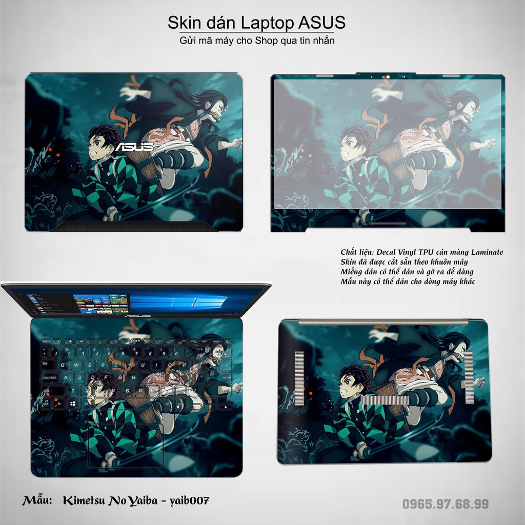 Skin dán Laptop Asus in hình Kimetsu No Yaiba (inbox mã máy cho Shop)