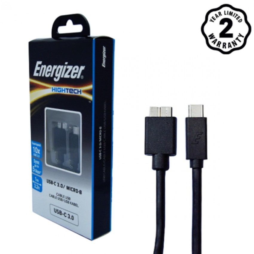 Cáp sạc Type-C Energizer USB-C ra Micro-B 3.0 dài 1m - C11C3MCGBK4 cho Android (Đen)