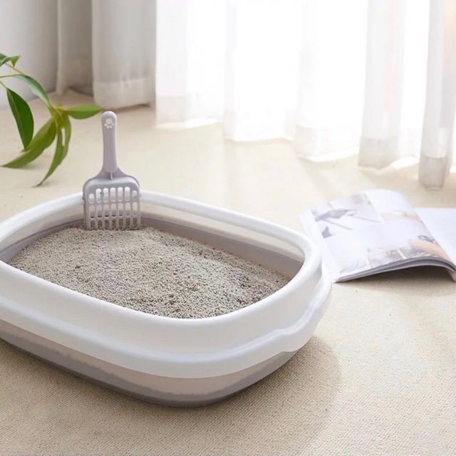 (Loại cao và thấp) Chậu cát cho mèo mẫu đẹp kèm theo xẻng xúc cát