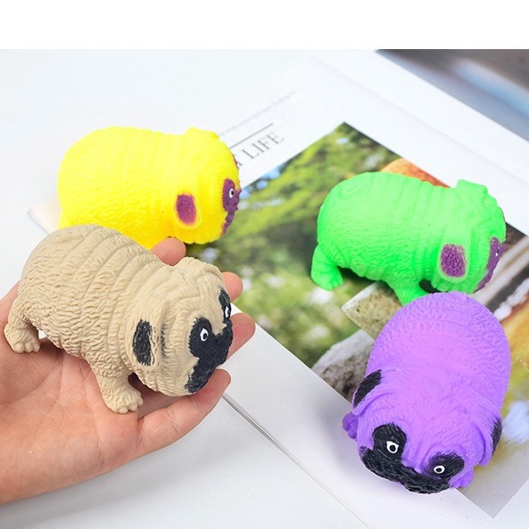 Squishy Mochi hình chó pitbull màu mè đồ chơi bóp tay mềm mịn dễ thương chân thực giảm stress co dãn đàn hồi ngộ nghĩnh