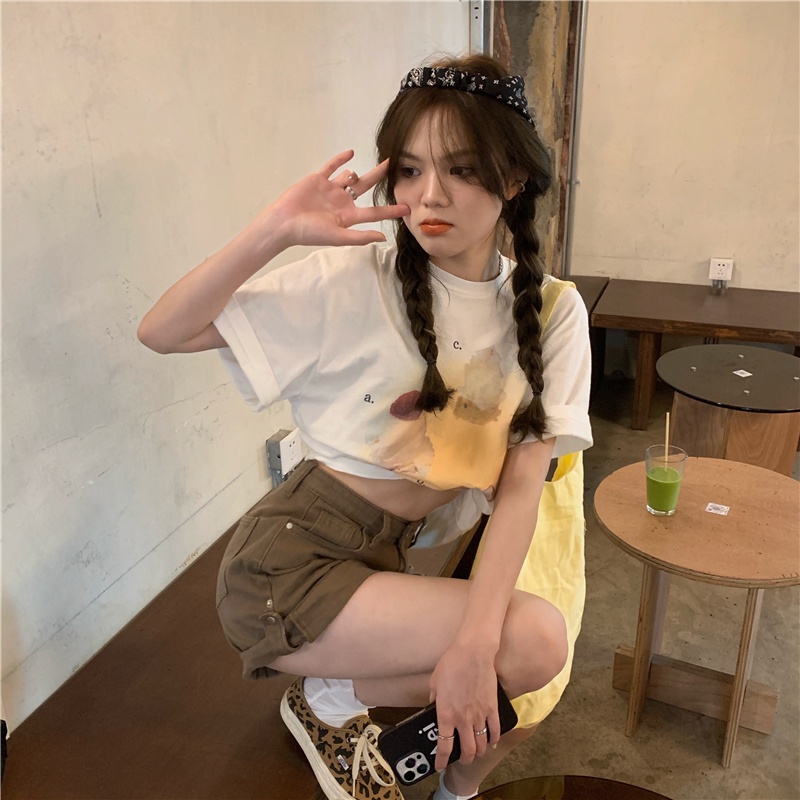 HUANG YOYO Quần Short jeans Lưng Cao Ống Rộng Thời Trang Cho Nữ