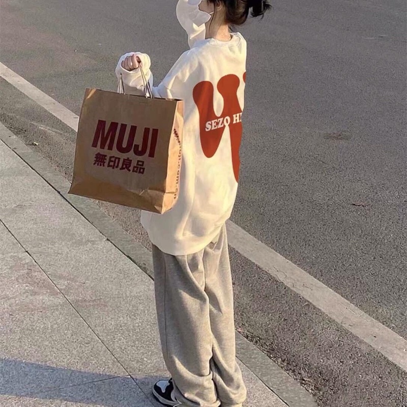 Set Bộ Áo Sweater W Quần Nỉ Dáng Bom Ulzzang Unisex Nam Nữ Siêu Hot(Hàng Sẵn)